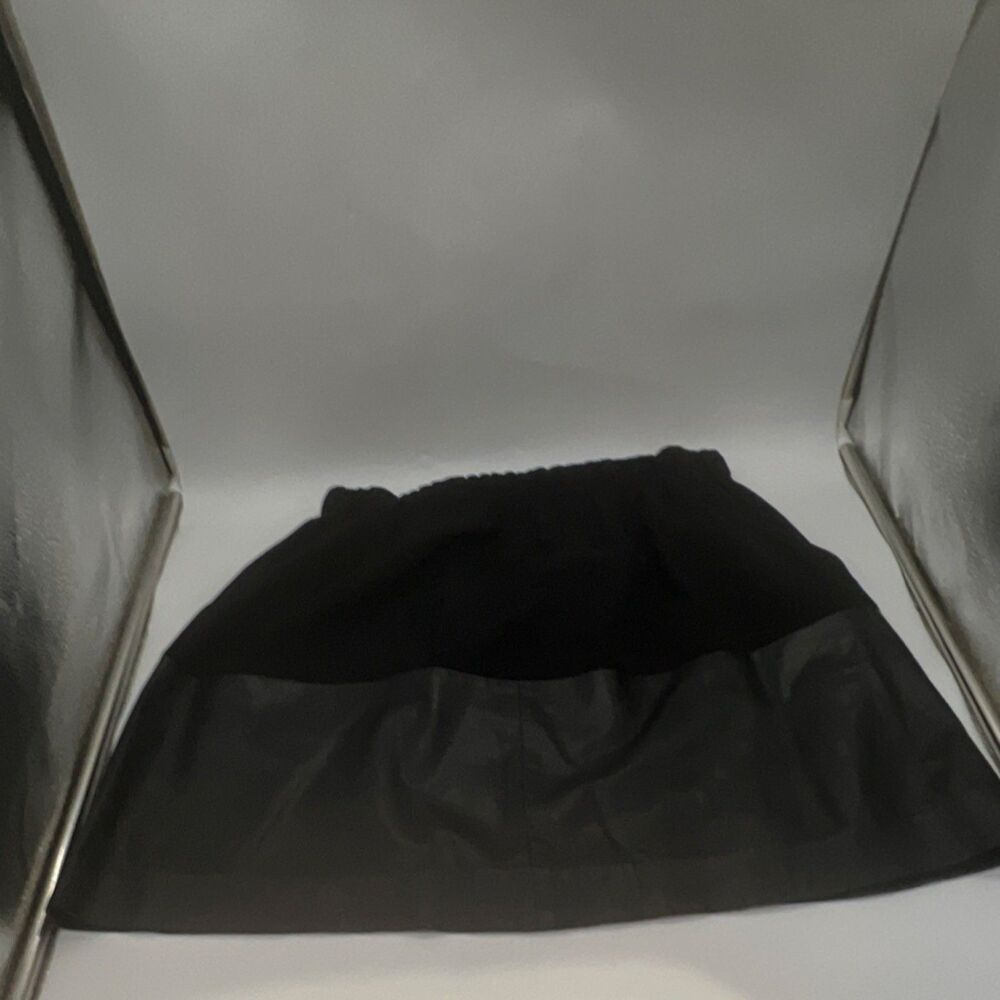 Vince Black Lamb Leather Contrast Mini Skirt Polyester Size M
